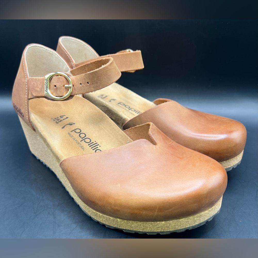 Papillio Women's Tan Leather Mules- Size:41, L 10